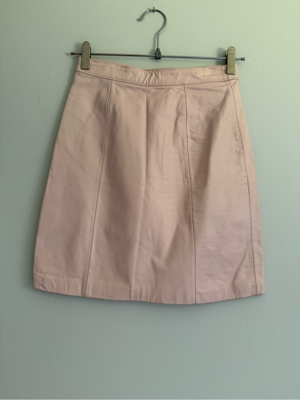 Vintage Pale Pink Leather Mini Skirt
